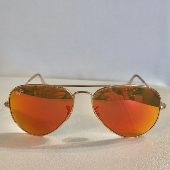 Orange and Gold Reflective Ray-Ban Aviators - Picture 1 of 7